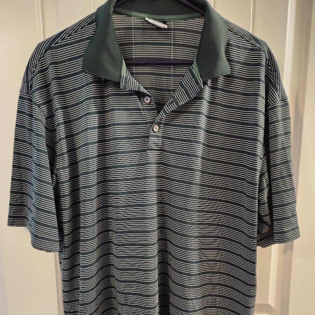 Nike Xl Drifit Golf Polo Green Stripes
